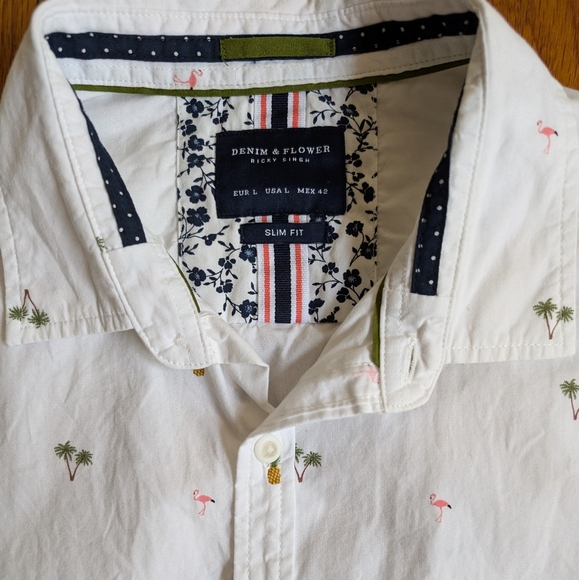 Denim & Flower Ricky Singh Summer Short Sleeve Shirt Men's Size L - Picture 5 of 6